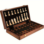 Solid Wood Chess Set with Foldable Board for Game Nights and Gifts - Sofitte