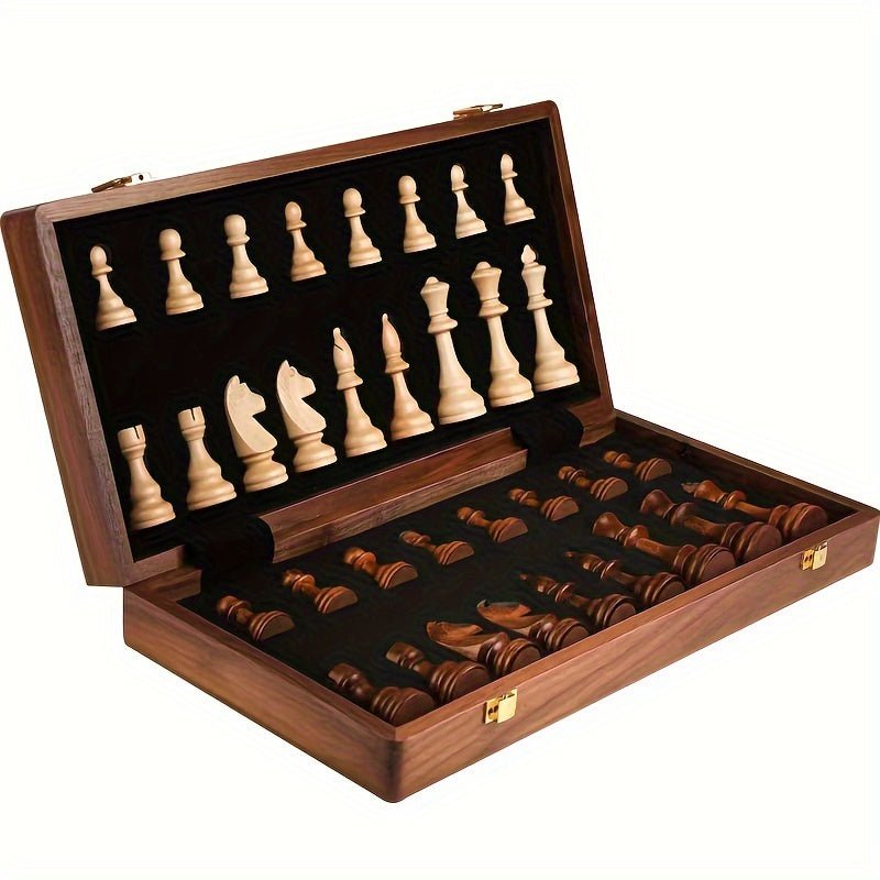 Solid Wood Chess Set with Foldable Board for Game Nights and Gifts - Sofitte
