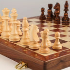 Solid Wood Chess Set with Foldable Board for Game Nights and Gifts - Sofitte