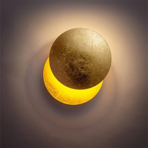 Modern LED Wall Sconce with Moon-Inspired Halo Light for Bedroom, Hallway and Living Room