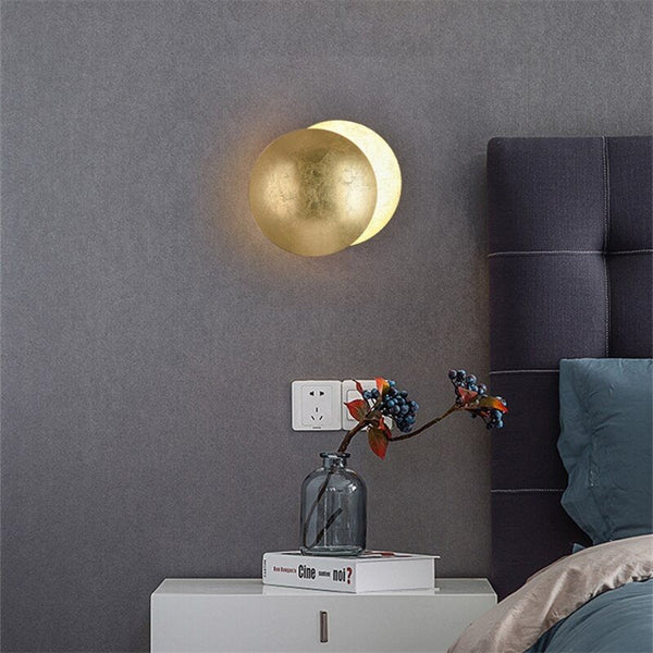 Modern LED Wall Sconce with Moon-Inspired Halo Light for Bedroom, Hallway and Living Room