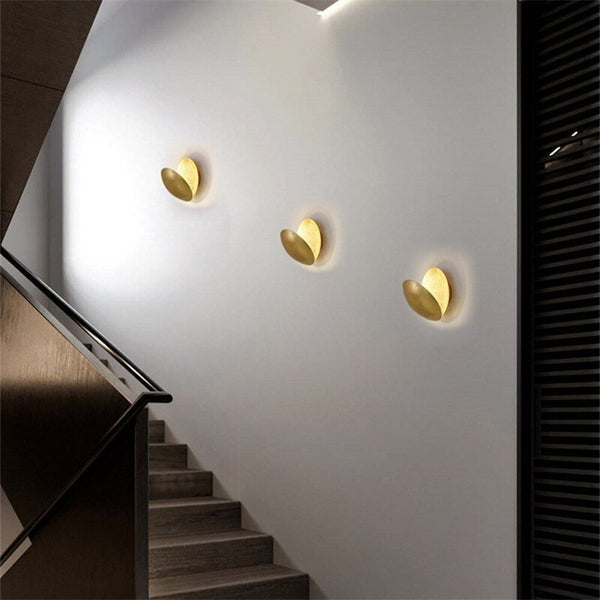Modern LED Wall Sconce with Moon-Inspired Halo Light for Bedroom, Hallway and Living Room