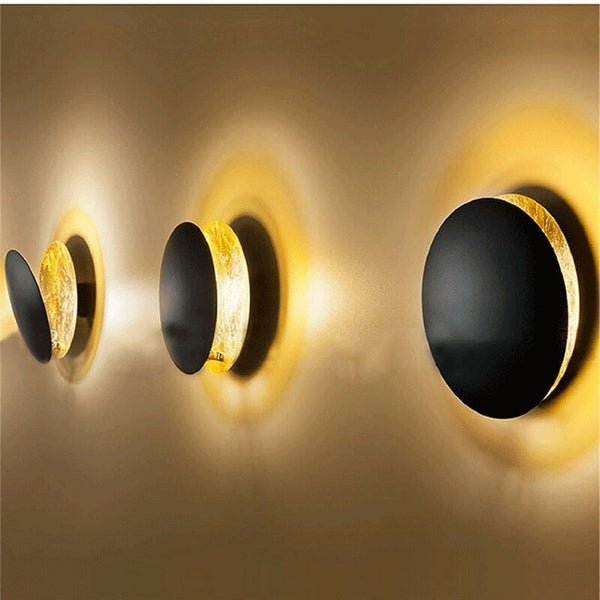 Modern LED Wall Sconce with Moon-Inspired Halo Light for Bedroom, Hallway and Living Room