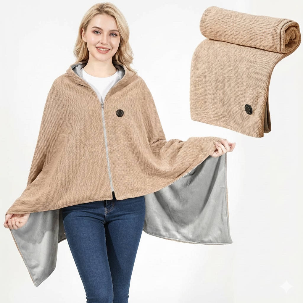 Wearable Heated Blanket with USB Power and Eight Heating Zones for Instant Warmth