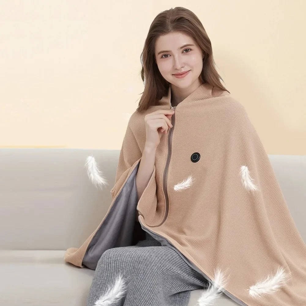 Wearable Heated Blanket with USB Power and Eight Heating Zones for Instant Warmth