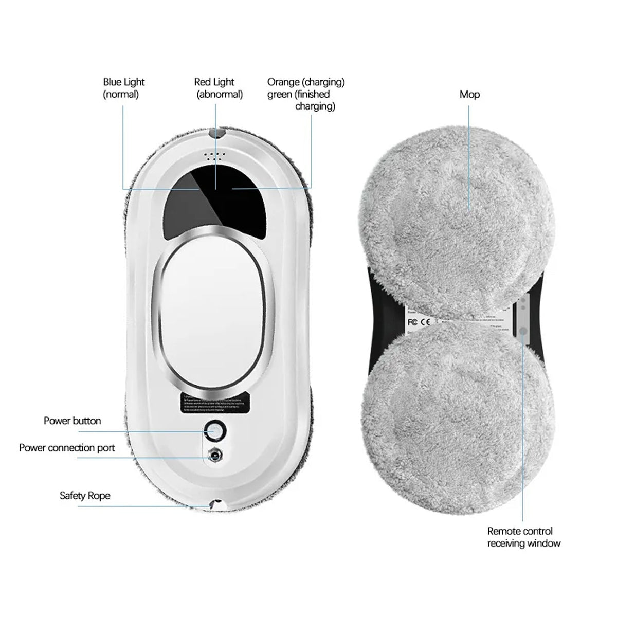 Robot Window Cleaner with 5600Pa Suction and AI Navigation for Streak-Free Glass