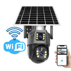 Wireless 4K Security Camera with Solar Panel and Dual Lens for Smart Monitoring - Sofitte