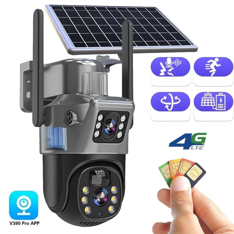 Wireless 4K Security Camera with Solar Panel and Dual Lens for Smart Monitoring - Sofitte
