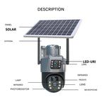 Wireless 4K Security Camera with Solar Panel and Dual Lens for Smart Monitoring - Sofitte