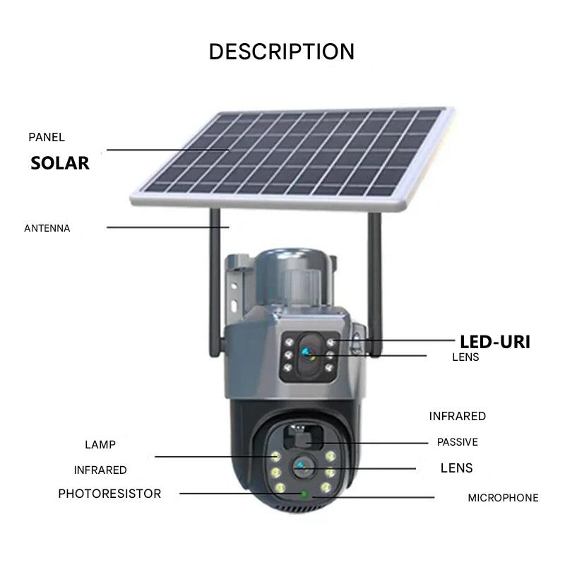 Wireless 4K Security Camera with Solar Panel and Dual Lens for Smart Monitoring - Sofitte