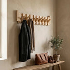 Wooden Coat Rack with Piano Key Design for Entryway and Hallway Storage - Sofitte