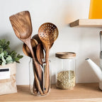 Wooden Kitchen Utensil Set with Ergonomic Design for Cooking and Serving - Sofitte